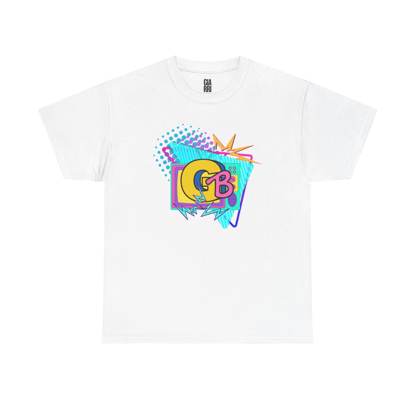 Retro Pop Art Logo Tee | 90s Neon Geometric Graphic T-Shirt