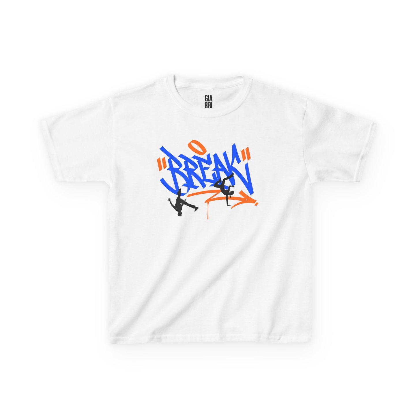 Kids Tee — Blue & Orange Graffiti 'Break' Street Dance Graphic
