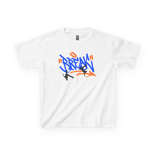 Kids Tee — Blue & Orange Graffiti 'Break' Street Dance Graphic