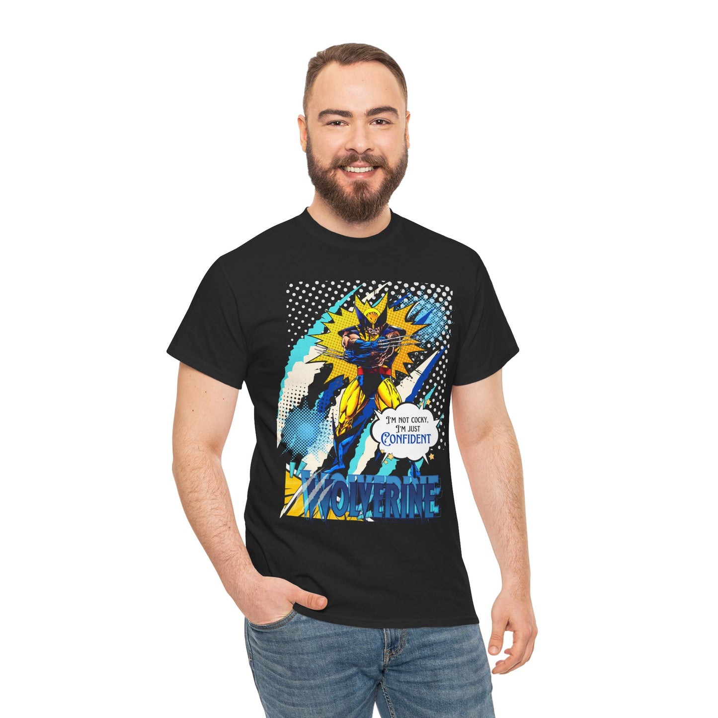 Mr, Confident Comic Splash Tee — 'I'm Not Cocky, I'm Just Confident'