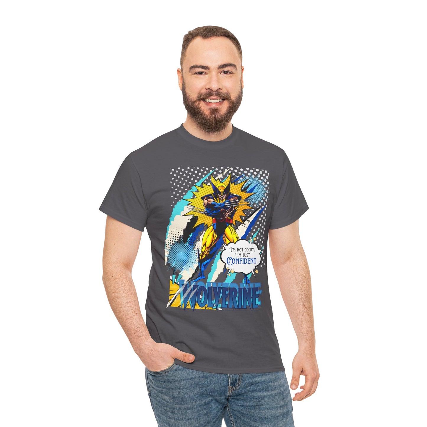 Mr, Confident Comic Splash Tee — 'I'm Not Cocky, I'm Just Confident'