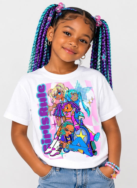 Kids Tee — Colorful Anime Skate Crew "This Route" Graphic