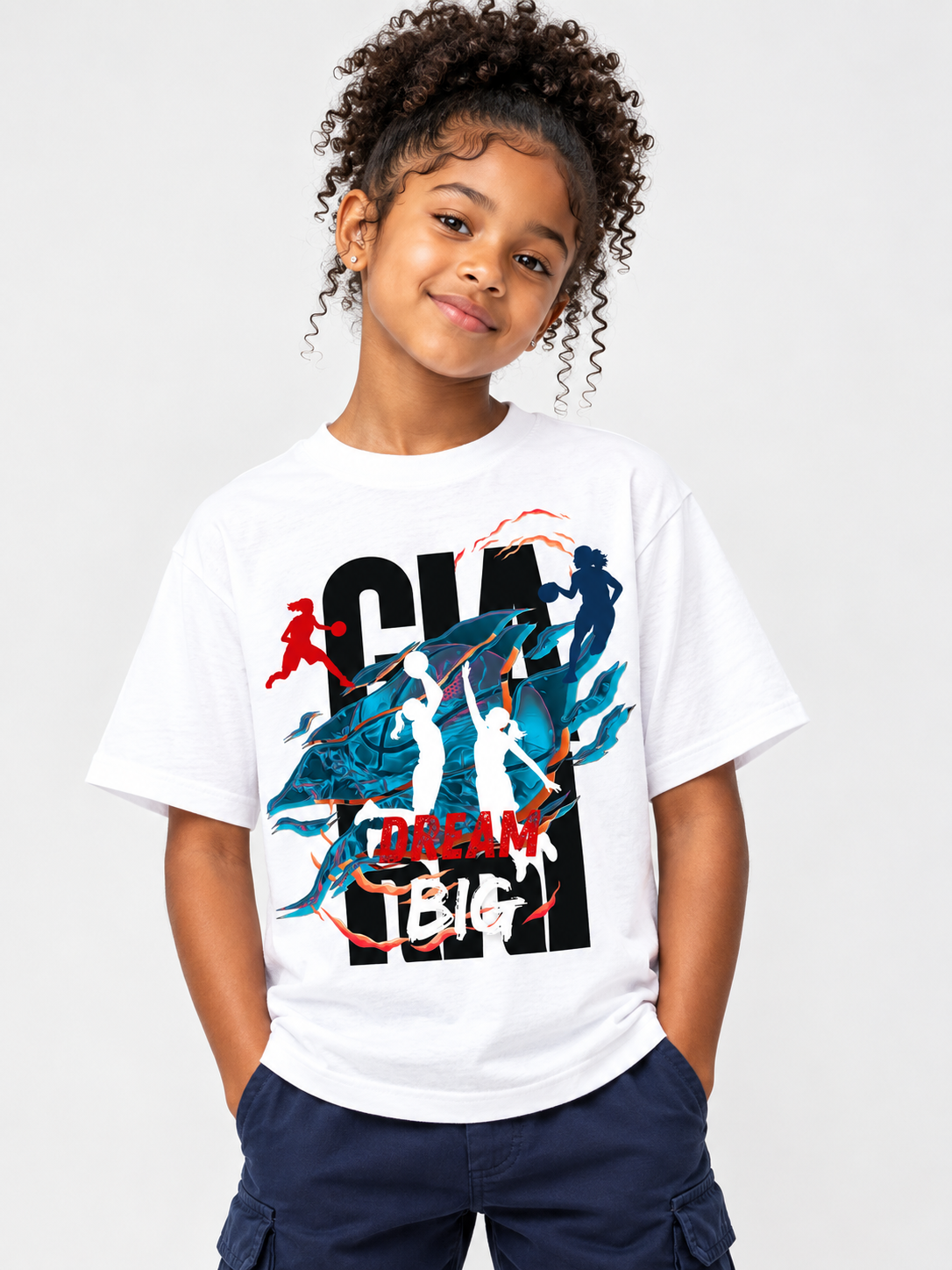 Girls Basketball Player Retro Tee — Girl Hoops Silhouette