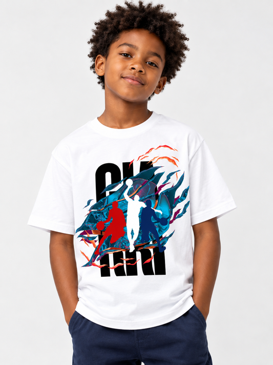 Boys Basketball Player Retro Tee — Girl Hoops Silhouette