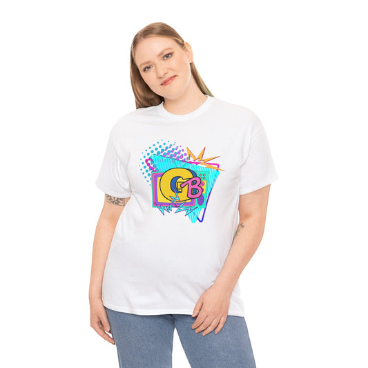 Retro Pop Art Logo Tee | 90s Neon Geometric Graphic T-Shirt