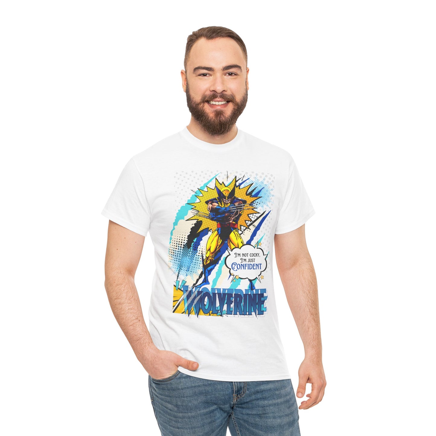 Mr, Confident Comic Splash Tee — 'I'm Not Cocky, I'm Just Confident'