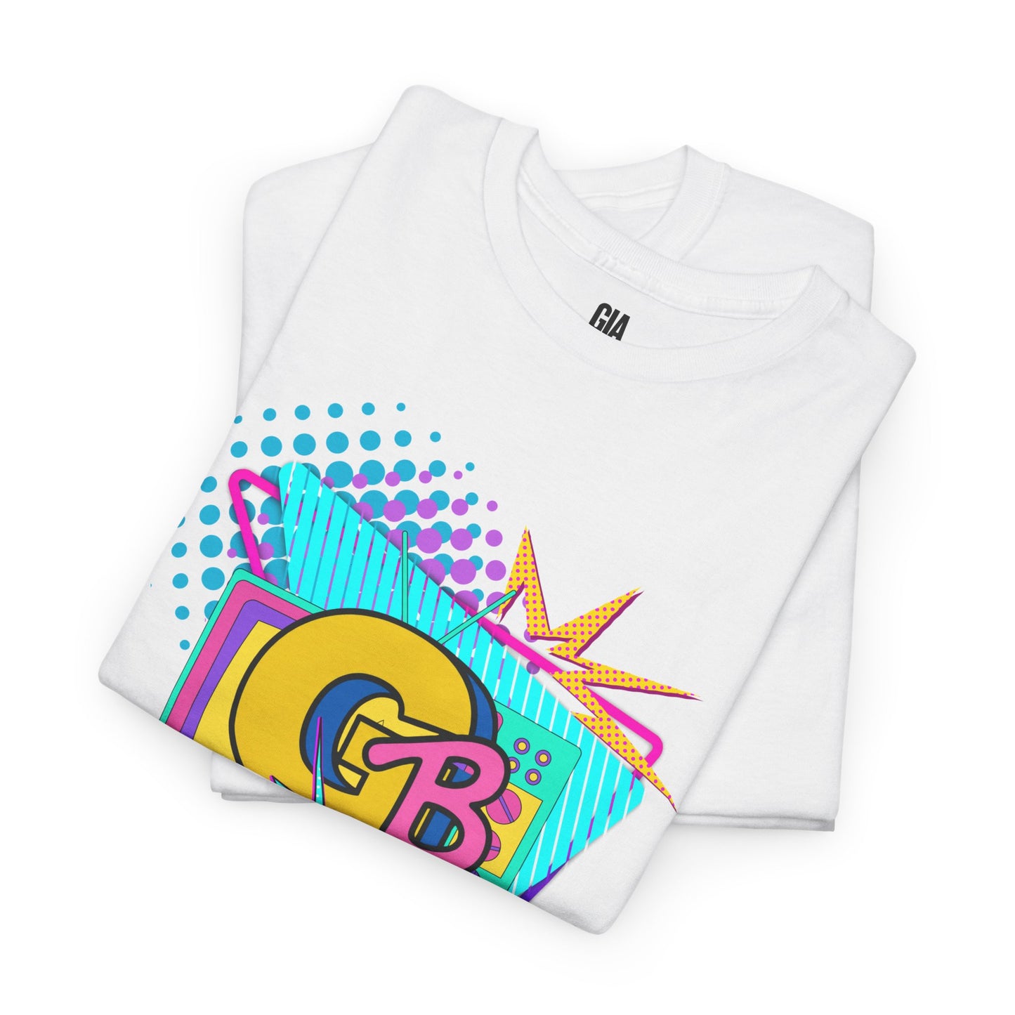 Retro Pop Art Logo Tee | 90s Neon Geometric Graphic T-Shirt