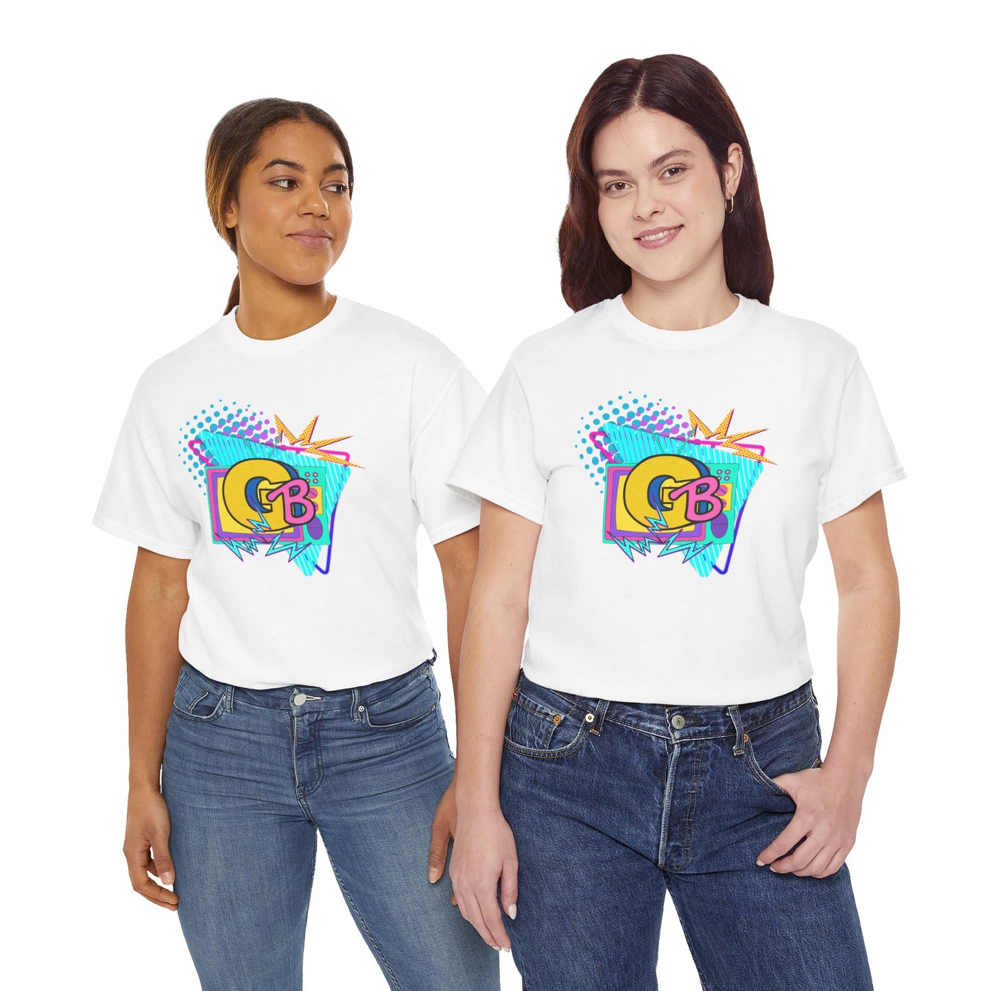 Retro Pop Art Logo Tee | 90s Neon Geometric Graphic T-Shirt
