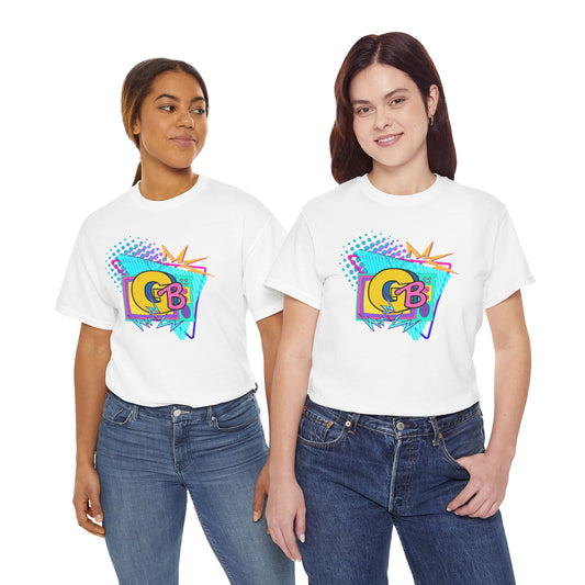 Retro Pop Art Logo Tee | 90s Neon Geometric Graphic T-Shirt